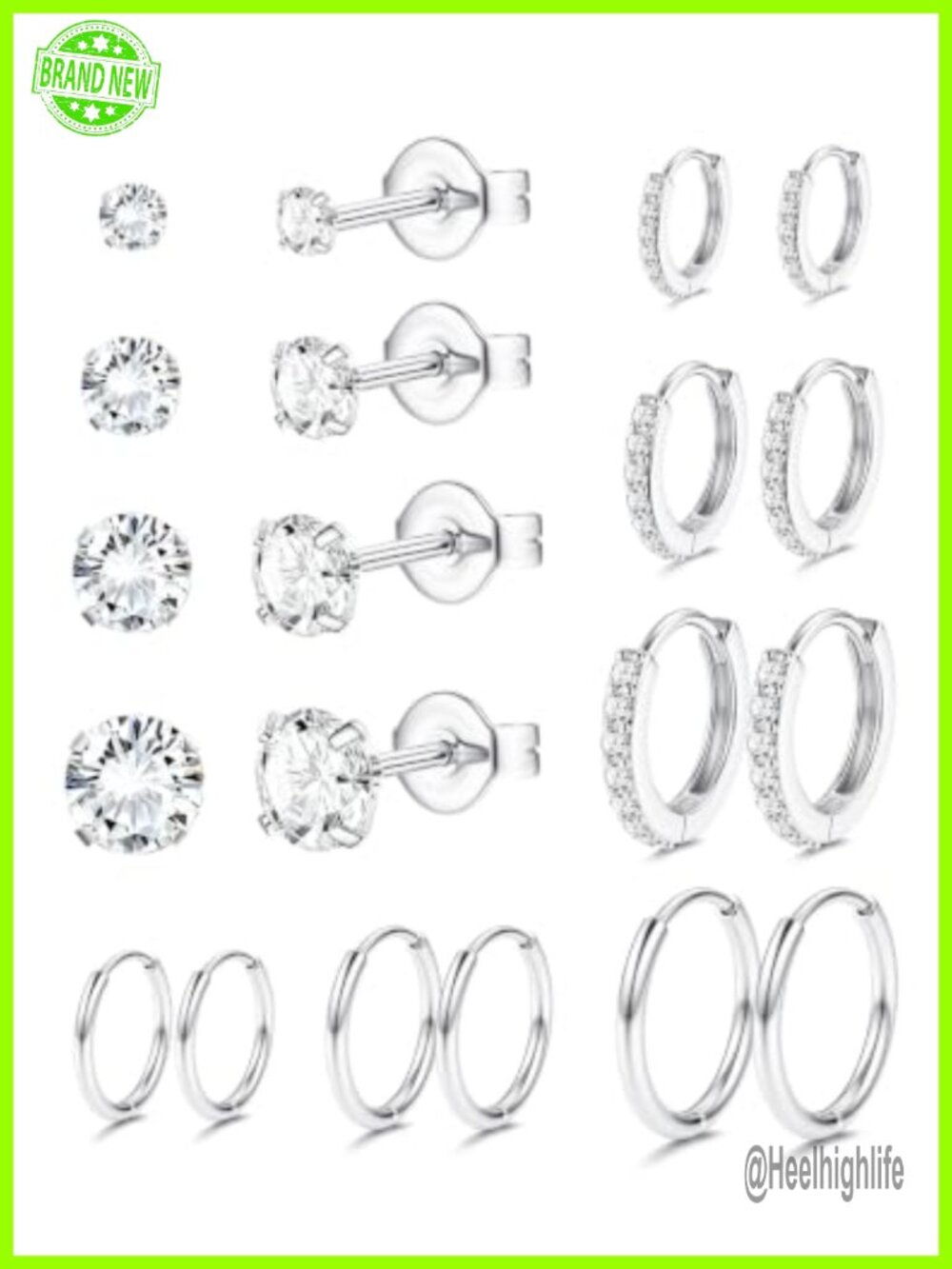 Hypoallergenic Surgical Steel Stud Hoop Earrings Set for Sensitive Ears